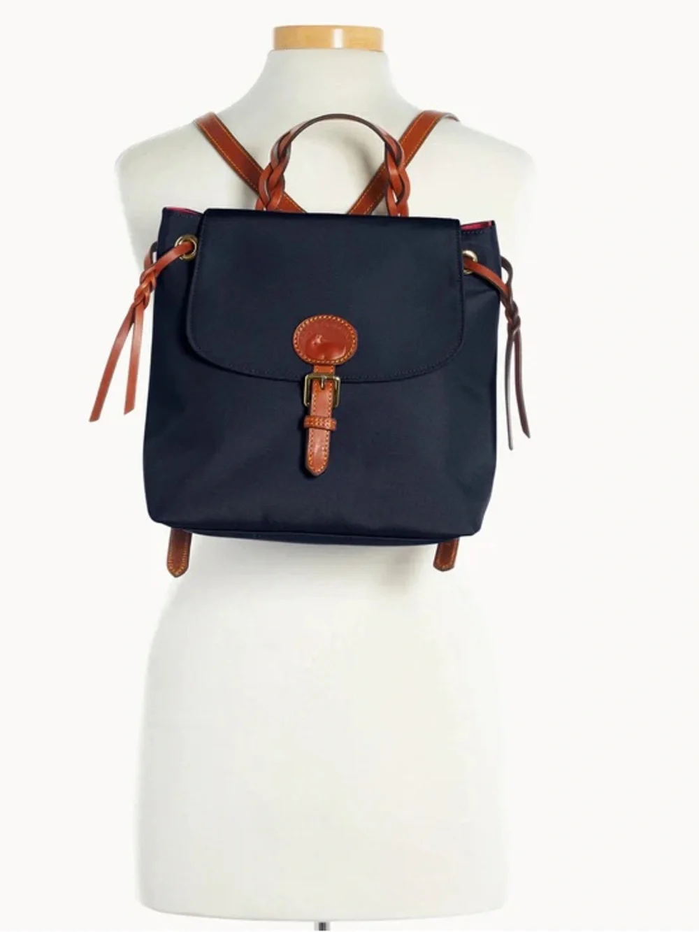 Dooney & Bourke Navy Backpack with Brown Leather Accents